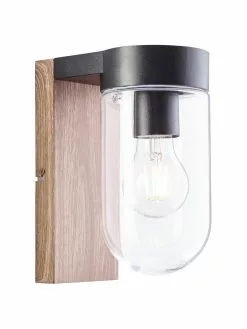 Außenwandleuchte Cabar in Holzoptik, B 10 x H 21 cm
