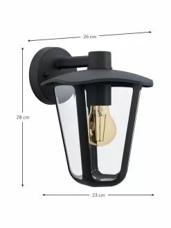 Au&szlig;enwandleuchte Monreale in Schwarz, B 23 x H 28 cm -Leuchten Verkaufsladen Aussenwandleuchte Monreale in Schwarz 2