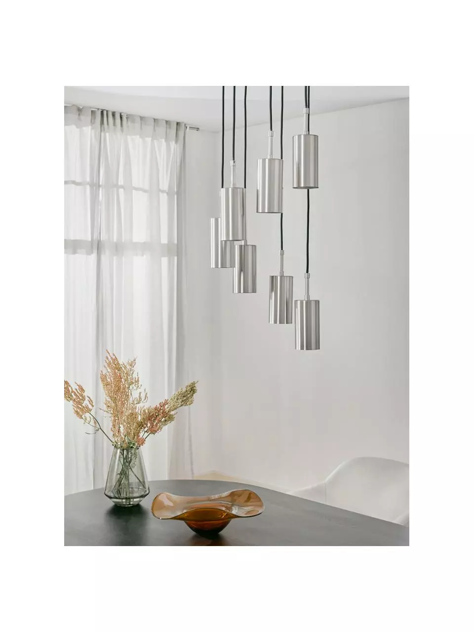Westwing Collection Cluster-Pendelleuchte Arvo in Chromfarben, Ø 38 x H 120 cm 4 Westwing Collection Cluster-Pendelleuchte Arvo in Chromfarben, Ø 38 x H 120 cm – Bild 2