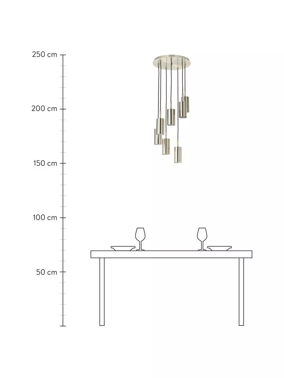 Westwing Collection Cluster-Pendelleuchte Arvo in Chromfarben, Ø 38 x H 120 cm 7 Westwing Collection Cluster-Pendelleuchte Arvo in Chromfarben, Ø 38 x H 120 cm – Bild 5