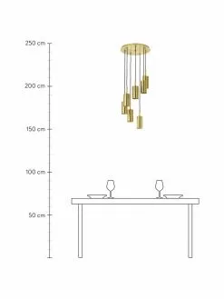 Westwing Collection Cluster-Pendelleuchte Arvo in Messingfarben, Ø 38 x H 120 cm -Leuchten Verkaufsladen Cluster Pendelleuchte Arvo in Messingfarben 3