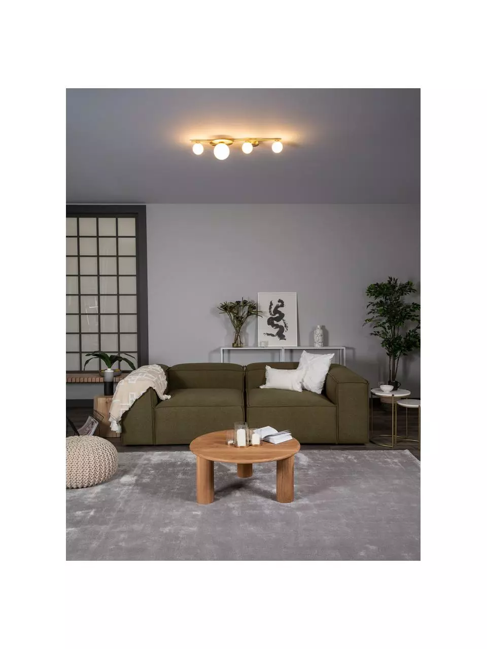 Westwing Collection Deckenleuchte Ciara aus Opalglas, B 69 x H 16 cm 4 Westwing Collection Deckenleuchte Ciara aus Opalglas, B 69 x H 16 cm – Bild 2