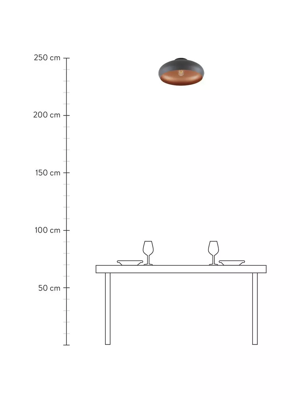 Deckenleuchte Jeff in Kupfer-Schwarz, Ø 40 x H 17 cm 5 Deckenleuchte Jeff in Kupfer-Schwarz, Ø 40 x H 17 cm – Bild 3