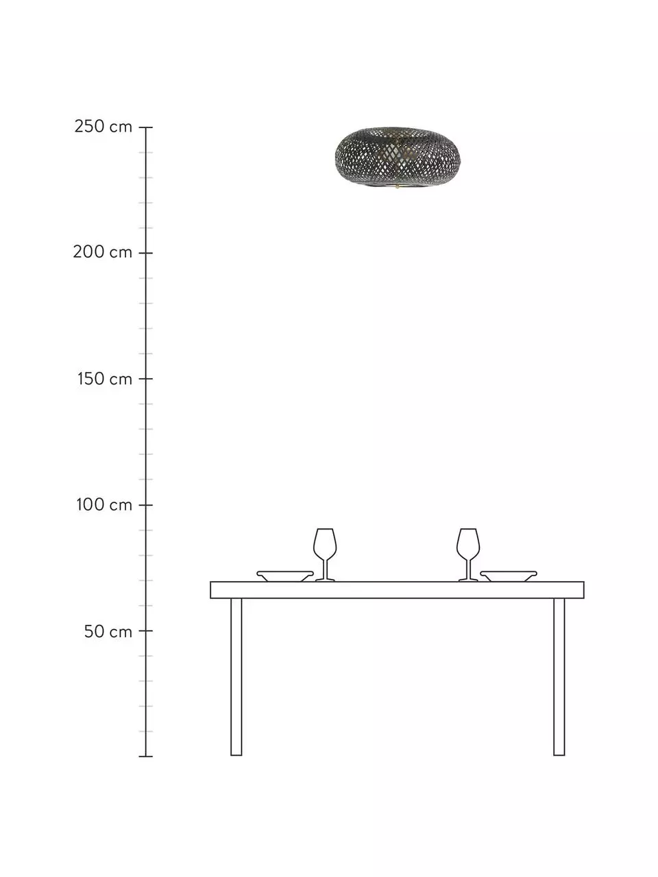 Westwing Collection Design Deckenleuchte Evelyn aus Bambus, schwarz, Ø 50 x H 20 cm 6 Westwing Collection Design Deckenleuchte Evelyn aus Bambus, schwarz, Ø 50 x H 20 cm – Bild 4