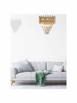 Design Kronleuchter Madison in Gold, Ø 45 x H 50 cm -Leuchten Verkaufsladen Design Kronleuchter Madison in Gold 5