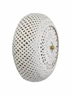 Westwing Collection Design Wandleuchte Evelyn aus Bambus, wei&szlig;, Ø 25 cm, T 10 cm