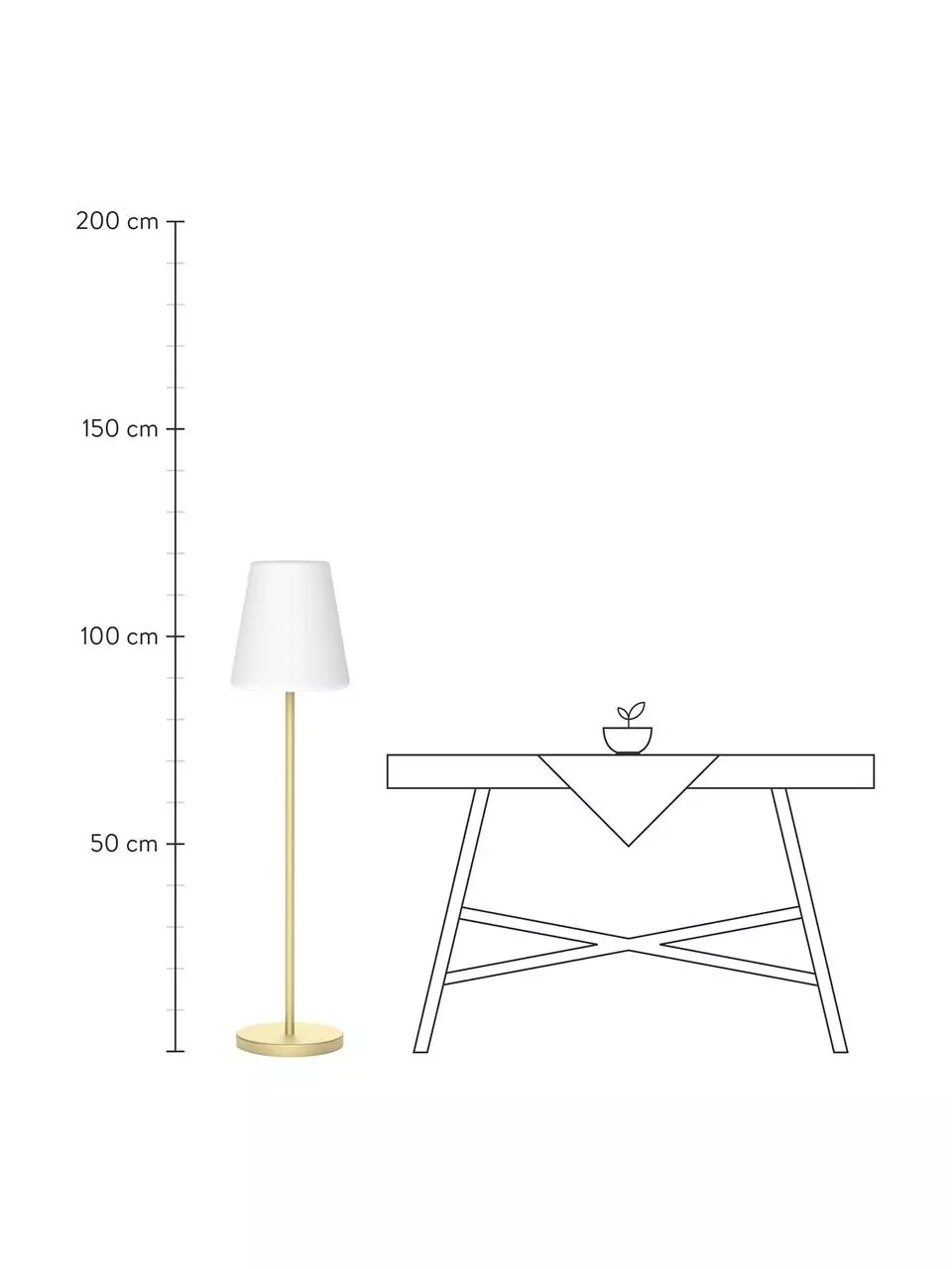 Dimmbare Solar Gartenleuchte Lola in Goldfarben mit Fernbedienung, Ø 28 x H 119 cm 4 Dimmbare Solar Gartenleuchte Lola in Goldfarben mit Fernbedienung, Ø 28 x H 119 cm – Bild 2