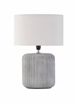 Pauleen Gestreifte Ovale Keramik-Tischlampe Pure Shine, Ø 27 x H 38 cm