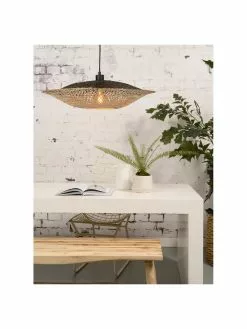 Gro&szlig;e Bambus-Pendelleuchte Kalimantan in Braun-Schwarz, Ø 60 x H 15 cm -Leuchten Verkaufsladen Grosse Bambus Pendelleuchte Kalimantan in Braun Schwarz 2