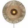 Große Bambus-Wandleuchte Kalimantan mit Stecker in Braun-Schwarz, Ø 60 x T 15 cm