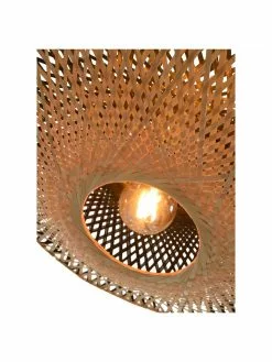 Große Bambus-Wandleuchte Kalimantan mit Stecker in Braun-Schwarz, Ø 60 x T 15 cm -Leuchten Verkaufsladen Grosse Bambus Wandleuchte Kalimantan mit Stecker in Braun Schwarz 3