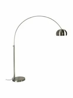 Gro&szlig;e Bogenlampe Metal Bow in Silber, B 170 x H 205 cm