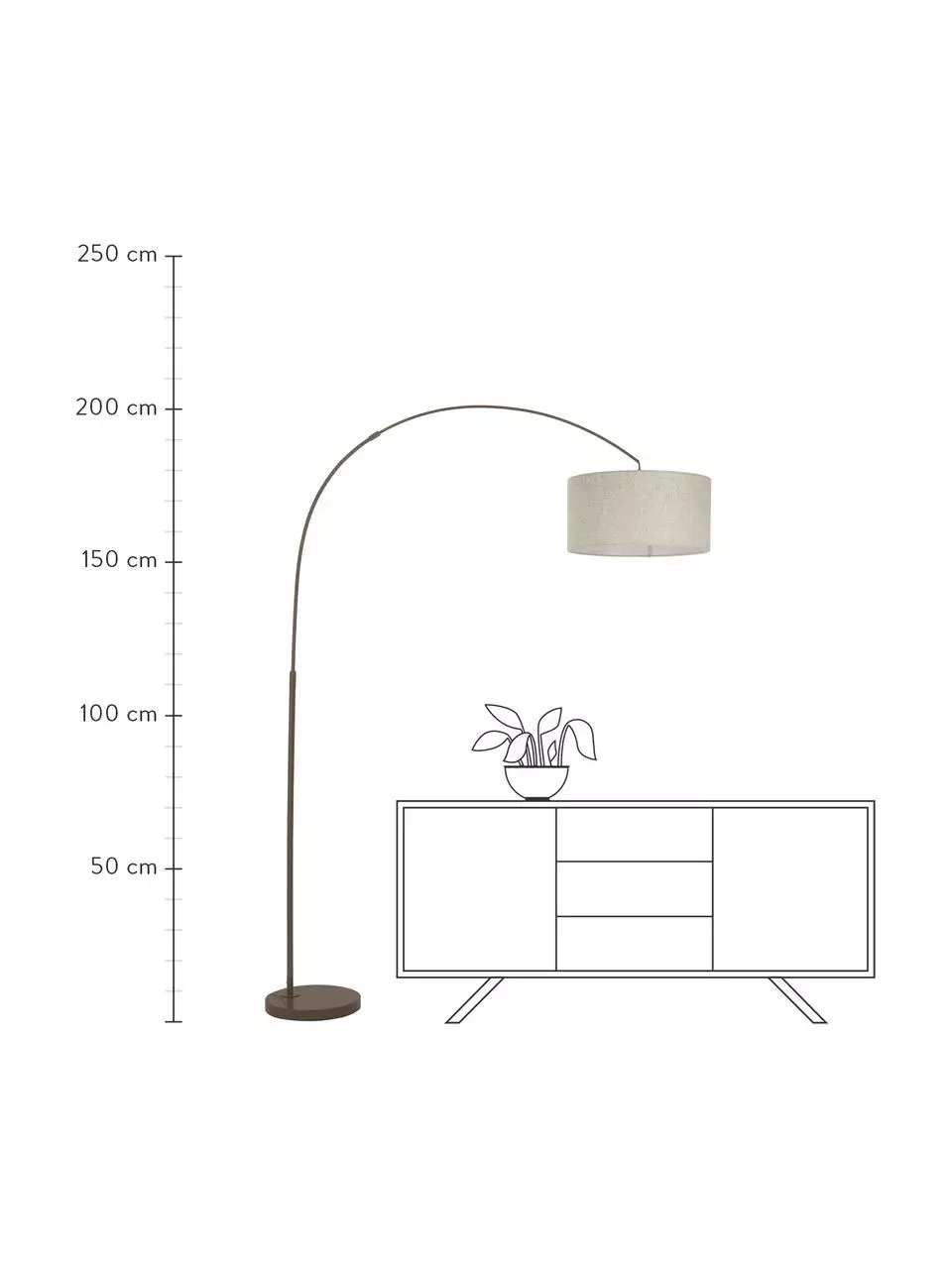 Westwing Collection Große Bogenlampe Niels in Braun-Beige, Ø 50 x H 218 cm 5 Westwing Collection Große Bogenlampe Niels in Braun-Beige, Ø 50 x H 218 cm – Bild 3