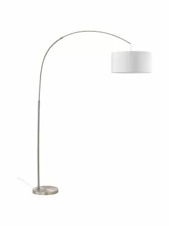 Westwing Collection Große Bogenlampe Niels in Chrom-Weiß, Ø 50 x H 218 cm