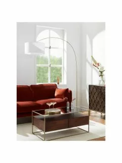 Westwing Collection Gro&szlig;e Bogenlampe Niels in Messing-Wei&szlig;, Ø 50 x H 218 cm -Leuchten Verkaufsladen Grosse Bogenlampe Niels in Messing Weiss 2