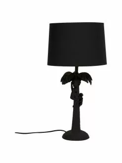 Lucide Gro&szlig;e Boho-Tischlampe Coconut in Schwarz, Ø 31 x H 58 cm