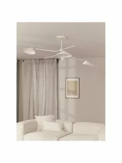 Westwing Collection Große Deckenleuchte Neron mit Gold-Dekor in Weiß, B 173 x H 52 cm 10 Westwing Collection Große Deckenleuchte Neron mit Gold-Dekor in Weiß, B 173 x H 52 cm -Leuchten Verkaufsladen Grosse Deckenleuchte Neron mit Gold Dekor in Weiss 2