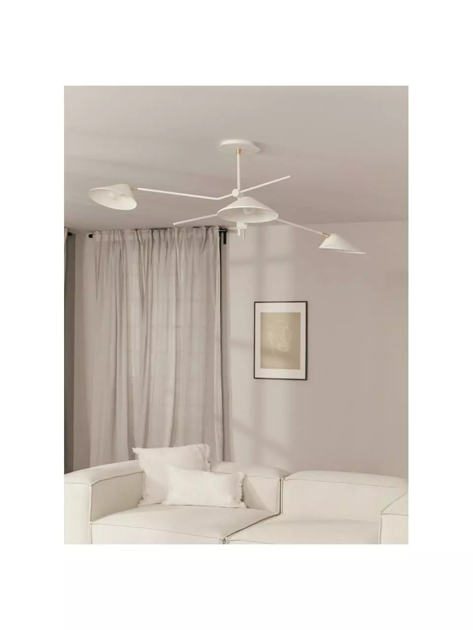 Westwing Collection Große Deckenleuchte Neron mit Gold-Dekor in Weiß, B 173 x H 52 cm 5 Westwing Collection Große Deckenleuchte Neron mit Gold-Dekor in Weiß, B 173 x H 52 cm – Bild 3