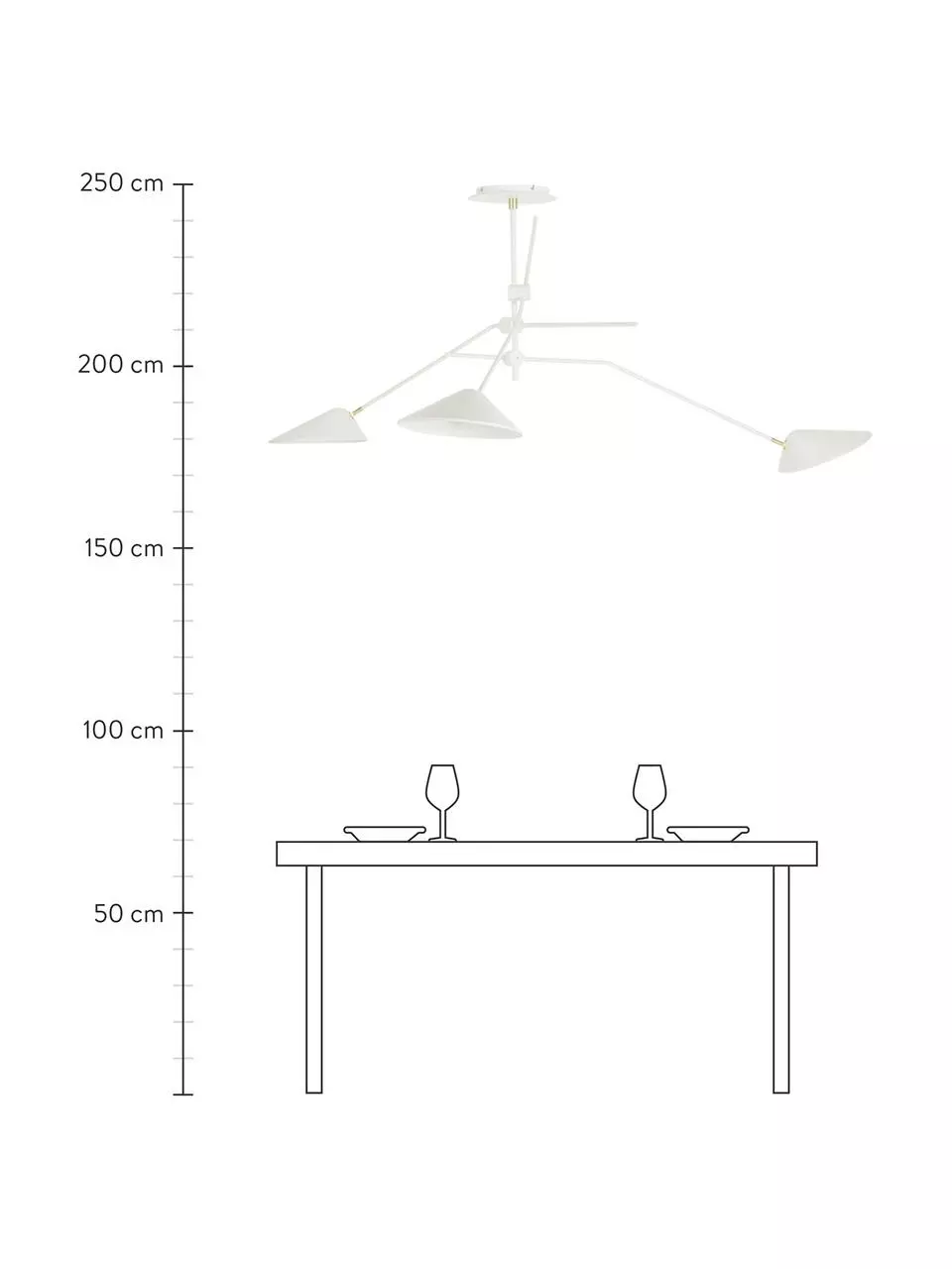 Westwing Collection Große Deckenleuchte Neron mit Gold-Dekor in Weiß, B 173 x H 52 cm 6 Westwing Collection Große Deckenleuchte Neron mit Gold-Dekor in Weiß, B 173 x H 52 cm – Bild 4