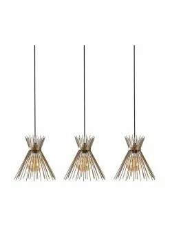 Große Design Pendelleuchte Kirpi in Messing, B 104 x T 30 cm