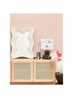 Westwing Collection Gro&szlig;e Keramik-Tischlampe Georgina mit One-Line-Drawing, Ø 33 x H 52 cm -Leuchten Verkaufsladen Grosse Keramik Tischlampe Georgina mit One Line Drawing 2