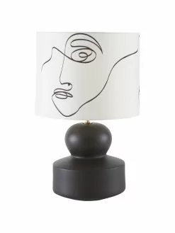 Westwing Collection Gro&szlig;e Keramik-Tischlampe Georgina mit One-Line-Drawing, Ø 33 x H 52 cm
