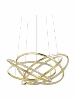 Kare Design Große LED-Pendelleuchte Saturn in Gold, Ø 72 x H 75 cm