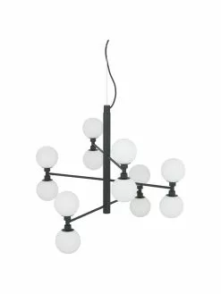 Westwing Collection Gro&szlig;e Pendelleuchte Grover mit Glaskugeln in Schwarz, Ø 70 x H 56 cm