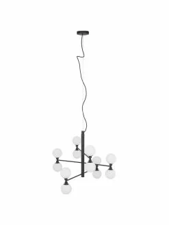 Westwing Collection Gro&szlig;e Pendelleuchte Grover mit Glaskugeln in Schwarz, Ø 70 x H 56 cm -Leuchten Verkaufsladen Grosse Pendelleuchte Grover mit Glaskugeln in Schwarz 4