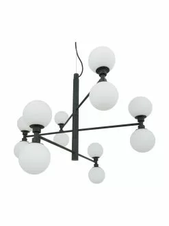 Westwing Collection Gro&szlig;e Pendelleuchte Grover mit Glaskugeln in Schwarz, Ø 70 x H 56 cm -Leuchten Verkaufsladen Grosse Pendelleuchte Grover mit Glaskugeln in Schwarz 5