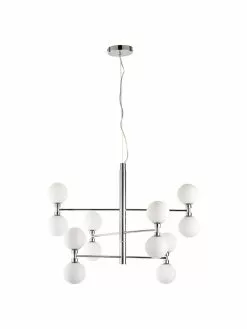 Westwing Collection Gro&szlig;e Pendelleuchte Grover mit Glaskugeln in Silber, Ø 70 x H 56 cm -Leuchten Verkaufsladen Grosse Pendelleuchte Grover mit Glaskugeln in Silber 3