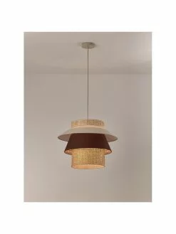 Westwing Collection Große Pendelleuchte Klea aus Wiener Geflecht in Creme/Braun, Ø 55 x H 42 cm -Leuchten Verkaufsladen Grosse Pendelleuchte Klea aus Wiener Geflecht in CremeBraun 3