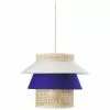 Westwing Collection Gro&szlig;e Pendelleuchte Klea aus Wiener Geflecht in Creme/Dunkelblau, Ø 55 x H 42 cm