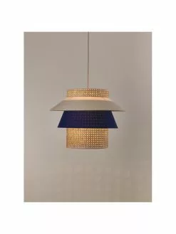 Westwing Collection Gro&szlig;e Pendelleuchte Klea aus Wiener Geflecht in Creme/Dunkelblau, Ø 55 x H 42 cm -Leuchten Verkaufsladen Grosse Pendelleuchte Klea aus Wiener Geflecht in CremeDunkelblau 4