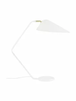 Westwing Collection Gro&szlig;e Schreibtischlampe Neron mit Gold-Dekor in Wei&szlig;, T 57 x H 56 cm