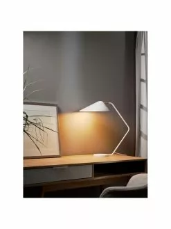 Westwing Collection Gro&szlig;e Schreibtischlampe Neron mit Gold-Dekor in Wei&szlig;, T 57 x H 56 cm -Leuchten Verkaufsladen Grosse Schreibtischlampe Neron mit Gold Dekor in Weiss 4