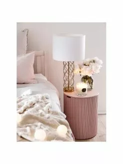 Gro&szlig;e Tischlampe Adelaide in Wei&szlig;-Gold, Ø 35 x H 62 cm -Leuchten Verkaufsladen Grosse Tischlampe Adelaide in Weiss Gold 3