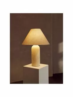 Alex Rivi&egrave;re x Westwing Collection Gro&szlig;e Tischlampe Gia mit Marmorfu&szlig; in Travertin-Optik, Ø 46 x H 60 cm -Leuchten Verkaufsladen Grosse Tischlampe Gia mit Marmorfuss in Travertin Optik 2