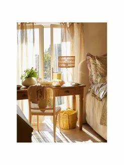 Westwing Collection Gro&szlig;e Tischlampe Zoya mit Glasfu&szlig; und Rattanschirm, Ø 30 x H 51 cm -Leuchten Verkaufsladen Grosse Tischlampe Zoya mit Glasfuss und Rattanschirm 2