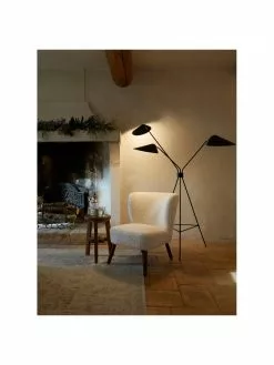 Westwing Collection Gro&szlig;e Tripod-Stehlampe Neron mit Gold-Dekor in Schwarz, B 103 x H 170 cm -Leuchten Verkaufsladen Grosse Tripod Stehlampe Neron mit Gold Dekor in Schwarz 4