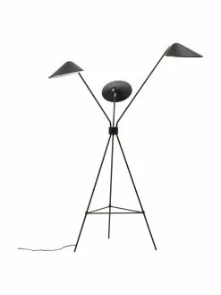 Westwing Collection Gro&szlig;e Tripod-Stehlampe Neron mit Gold-Dekor in Schwarz, B 103 x H 170 cm -Leuchten Verkaufsladen Grosse Tripod Stehlampe Neron mit Gold Dekor in Schwarz 5