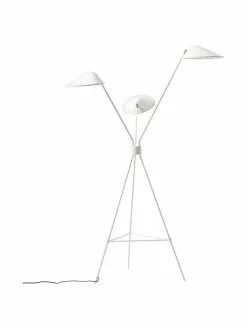 Westwing Collection Gro&szlig;e Tripod-Stehlampe Neron mit Gold-Dekor in Wei&szlig;, B 103 x H 170 cm -Leuchten Verkaufsladen Grosse Tripod Stehlampe Neron mit Gold Dekor in Weiss 3