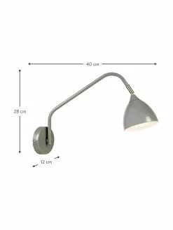 Marksl&ouml;jd Gro&szlig;e Verstellbare Wandleuchte Valencia mit Stecker in Grau, T 40 x H 28 cmNur noch wenige verfügbar -Leuchten Verkaufsladen Grosse Verstellbare Wandleuchte Valencia mit Stecker in Grau 2