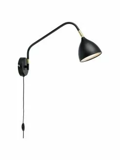 Markslöjd Große Verstellbare Wandleuchte Valencia mit Stecker in Schwarz, T 40 x H 28 cm