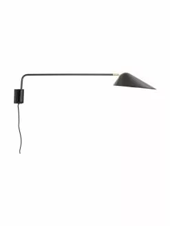 Westwing Collection Gro&szlig;e Wandleuchte Neron mit Stecker und Gold-Dekor in Schwarz, B 27 x T 100 cm -Leuchten Verkaufsladen Grosse Wandleuchte Neron mit Stecker und Gold Dekor in Schwarz 3