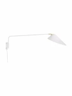 Westwing Collection Gro&szlig;e Wandleuchte Neron mit Stecker und Gold-Dekor in Wei&szlig;, B 27 x T 100 cm