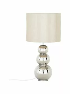 Miraluz Keramik-Tischlampe Regina in Silber, Ø 25 x H 49 cm