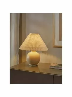 Westwing Collection Keramik-Tischlampe Vivid mit Plissee-Schirm, Ø 36 x H 40 cm -Leuchten Verkaufsladen Keramik Tischlampe Vivid mit Plissee Schirm 5