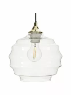 Westwing Collection Kleine Pendelleuchte Irina aus gewelltem Glas, Ø 22 x H 19 cm