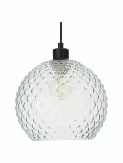 Westwing Collection Kleine Pendelleuchte Rania aus hellblauem Glas, Ø 25 x H 21 cm